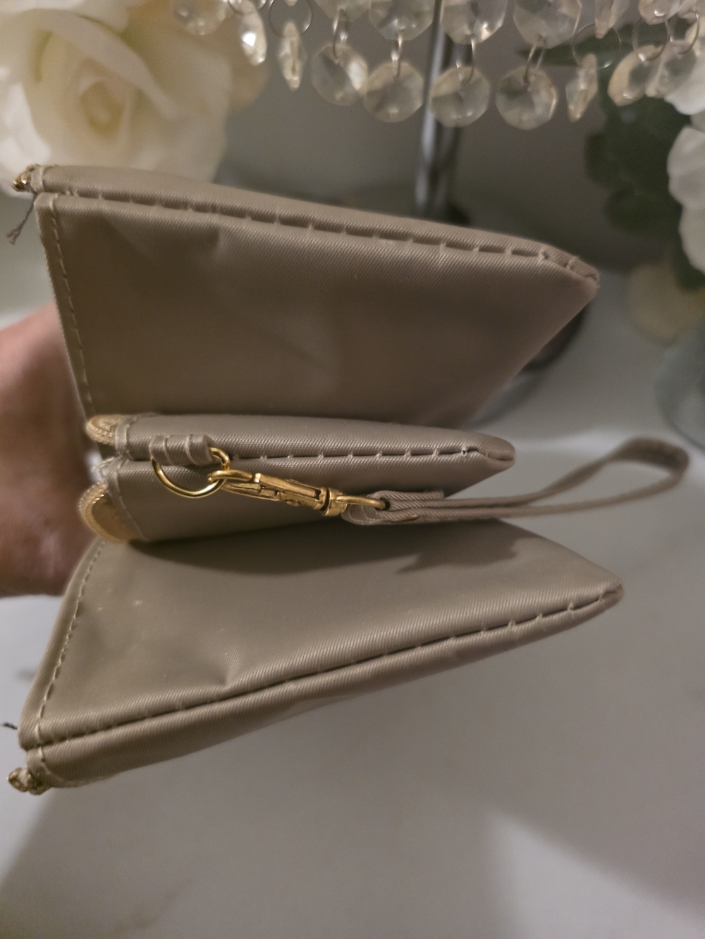Tory Burch Taupe Logo Wristlet - Picture 6 of 6